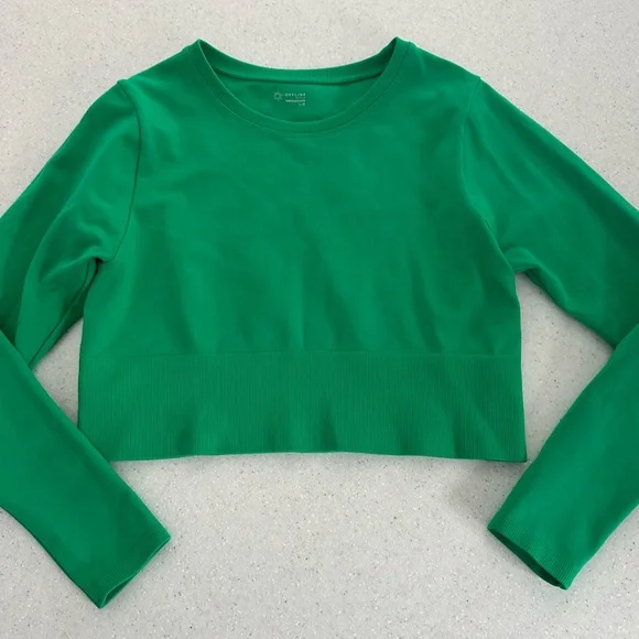 Aerie Vibrant Green Long Sleeve Crop Top - Picture 2 of 14